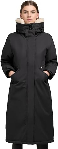 khujo Damen Wintermantel Warmer Parka mit weichem Teddyfleece an der Kapuze, Taillenzugband und magnetischer Abdeckleiste Agneta-YM Space Grey Gr. XXL