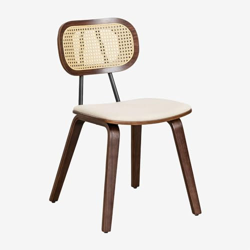 SKLUM Esszimmerstuhl aus Holz, Rattan und Kaylia-Lamm Braun Dark