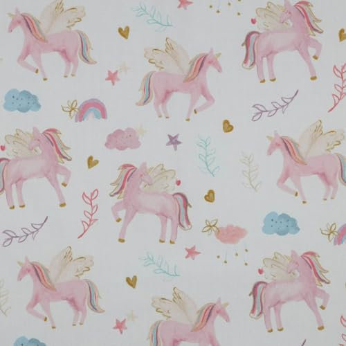 VmG-Store Baumwollstoff Meterware 140cm Breite Stoffe zum Nähen Nähstoff Kinderstoff für Kissen Babykleidung Kinderkleidung DIY (Einhorn Digital Bc014)