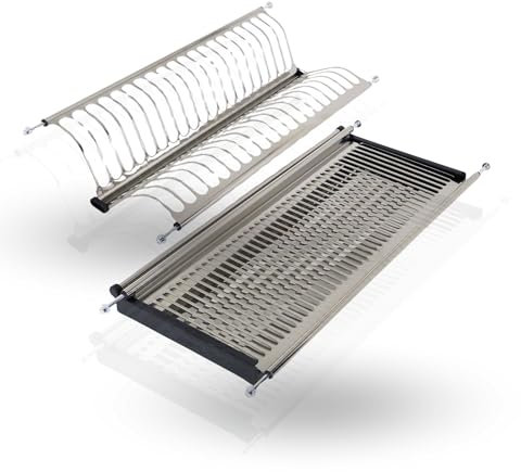 AZERODESIGN Escurreplatos y Escurridor de Platos Acero Inoxidable - Bandeja Sobre Fregadero - 330mm Profundidad - Varios Largos a Elegir (MÓDULO 60)