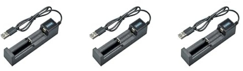 Rdjumpdjo 3X Battery Charger USB 1 Slot Universal Quick Charging Rechargeable Lithium Battery Charger for 18650 26650 14500 16340