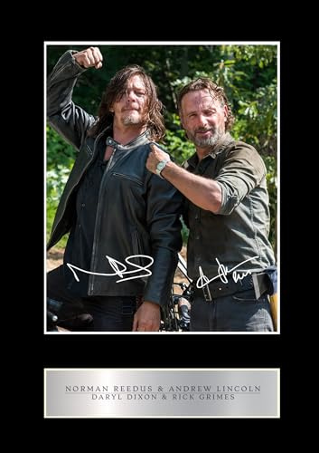 Norman Reedus, Daryl Dixon & Andrew Lincoln, Rick Grimes vorgedrucktes Signatur-Foto, mit Passepartout, 25,4 x 20,3 cm Passepartout
