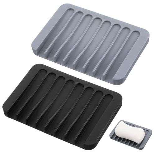 LXUEJIE 2 Stück Seifenschale Silikon | Seifenablage mit Ablauf Soap Holder Seifenablage Dusche für Bad,Küche,Waschbecken