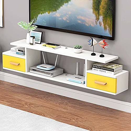 Mobile porta TV sospeso per centro multimediale e intrattenimento a parete, console TV da appendere, per decoder via cavo, router, lettori DVD/C/120 cm