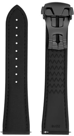 ULLCHRO Uhrarmband 20mm 22mm FKM, Uhrenarmband Herren aus Kautschuk, Wasserdichtes Gummi Armband für Sport, Uhrenarmband (22mm, Schwarz&Schwarz)