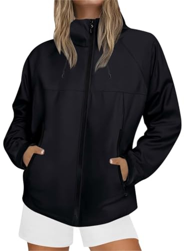 Vestes légères et imperméables pour femme pour temps froid, manches longues, coupe-vent, décontracté, travail, bureau, veste courte pour femme, manteau de baseball décontracté et tendance, sweat-shirt