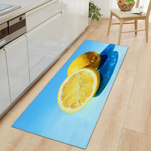 Generisch Teppich Läufer 40 x 120 cm, Realismus Teppichläufer Flur rutschfest Waschbar Küchenläufer, Ölgemälde Von Obst Zitrone Küchenteppich Läufer für Eingang Flur Küche Schlafzimmer Wohnzimmer