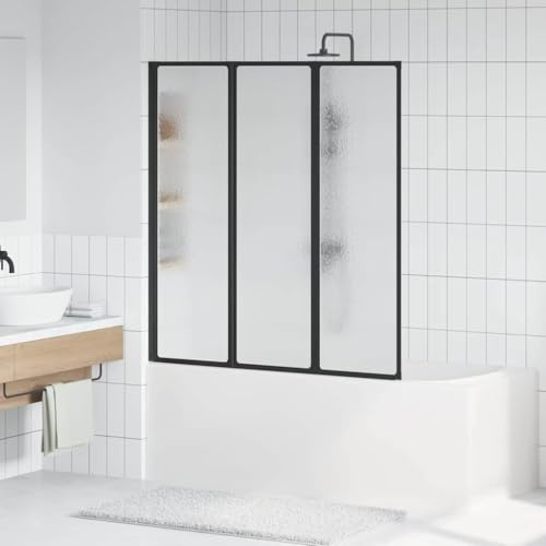 Pare Baignoire, Paroi de Douche Paroi de Baignoire Noir 132 x 2 x 140 cm Aluminium