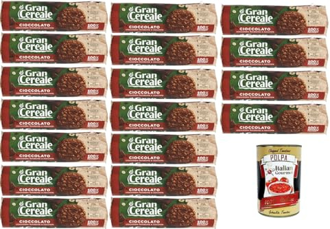 Italian Gourmet – Gran Cereale, Schoko-Kekse 18×230 g | Knusprige Haferkekse mit Zartbitterschokolade & Nussnoten | Reich an Geschmack, ideal für Frühstück, Snacks & Rezepte + Italian Gourmet Polpa