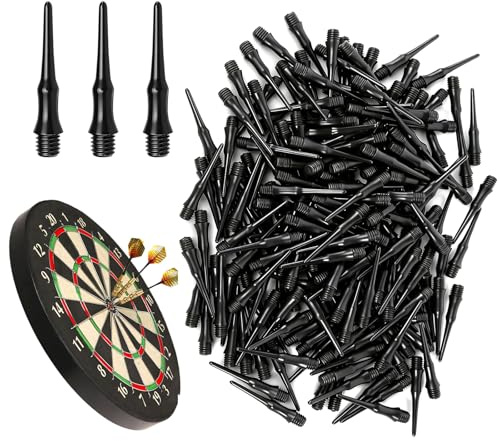 KUHAWL 200 Stück Dartspitzen Kunststoff, Soft Dart Spitzen Ersatzspitze Nylon Spitzen Nicht Leicht zu Brechen und Stabil, Ersatzspitzen für Softdart Dartpfeile Schwarz