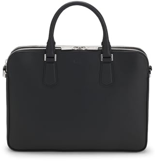 BOSS Herren New Crosstown P Aktentasche aus geprägtem Leder mit Metalldetails in Silber-Optik Schwarz001 Stck