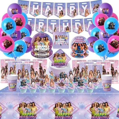 105 Stück, Katttsseye Geburtstagsdeko, Katttsseye Geburtstag Deko | Deko Geburtstag, Partygeschirr Set, Geburtstagsdeko, Kiersceu Inkl Banner, Tortendeko, Pappbecher, Geschenktaschen