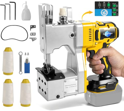 Gpaentsn Macchina da cucire senza fili compatibile con batteria Dewalt 20 V Max, macchina industriale portatile per chiudere sacchetti, cucitrice per sacchetti in carta kraft, solo strumento