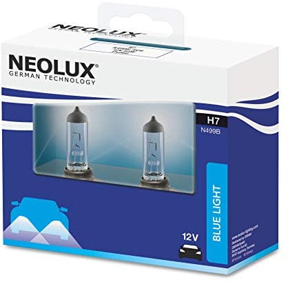 NEOLUX HAMMER BOX Blue Light H7 Halogenscheinwerferlampe N499B 12V 55W PX26d Xenon-Look im 2er-Set