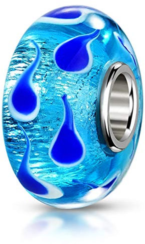 Materia #975 Perle en verre de Murano Bleu avec film de protection Bleu