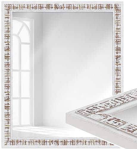 WANDStyle Spiegel 57x107 cm im Landhaus-Stil aus Holz, Nussbaum-Optik Wandspiegel, Garderobenspiegel oder Ganzkörperspiegel, Made in Germany - H630
