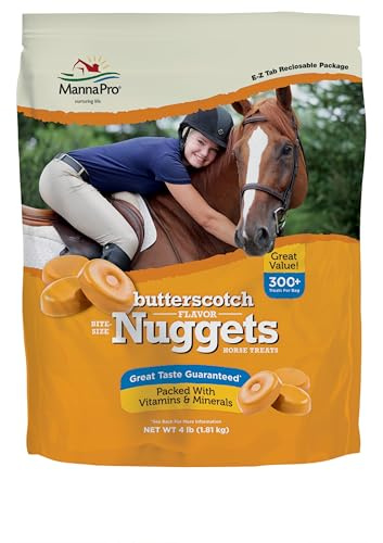 Manna Pro Bite-Size Nuggets for Horses, Butterscotch Flavored Horse Training Treats, Reward and Bond with Your Horse, Promotes Positive Reinforcement, 4 Pound Bag