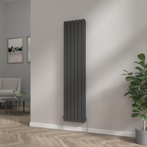 NRG 1800x408 Vertical Column Designer Radiator Black Double Flat Panel