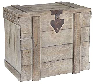 Household Essentials Medium Antiqued Decorative Trunk, Gray Finish