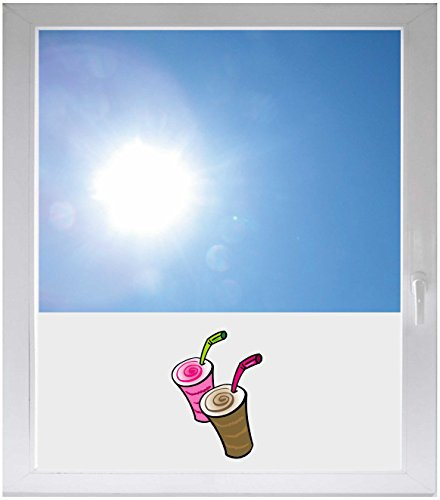 INDIGOS UG - Fensterfolie Blickdicht Eiscafe Getränk Cocktails Becher - 1000x500mm - Sonnenschutzfolie Fenster - Sichtschutzfolie Fenster Bad, Küche, Fenster, Milchglasfolie