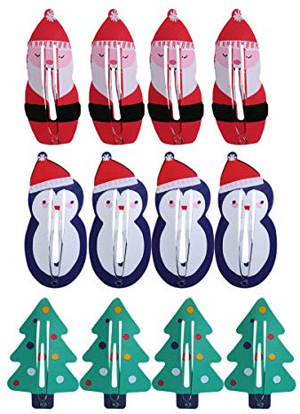 Frcolor 12 stücke Weihnachten Haarspangen Kein Slip Haarspangen Weihnachten Metall Snap Clips Schneemann Weihnachtsmann Haarnadel für Baby Kleinkind Mädchen