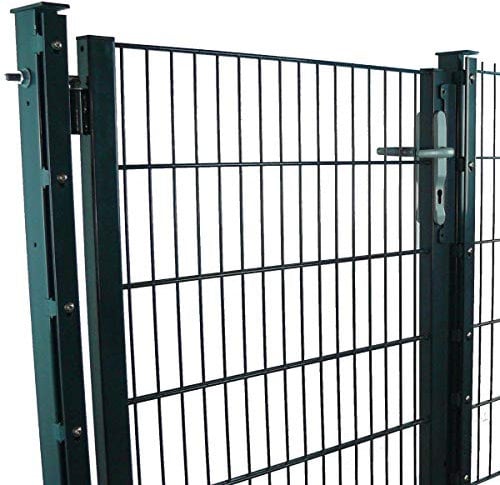 Doppelstabmattenzaun mit Gartentor Höhe 1,03m Pfosten mit Abdeckleiste 10 bis 60 m Anthrazit + Moosgrün (52,5m, Moosgrün Ral 6005)