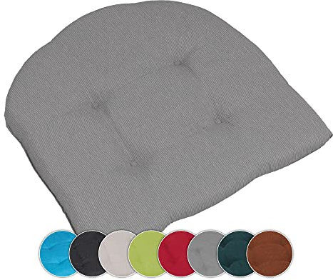 Beo Sitzkissen Stuhl 40x40 cm Halbrund | Atmungsaktives Sitzkissen Gartenstuhl Made in EU | UV-beständiges Sitzpolster Gartenstuhl | Stuhlkissen Outdoor waschbar | Sitzkissen Bank in Grau