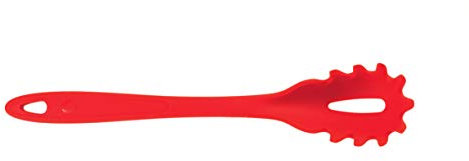 Kochblume Pastalöffel | Premium-Silikon & BPA frei| Hitzebeständig | Spülmaschinenfest | 30cm | Farbe: rot