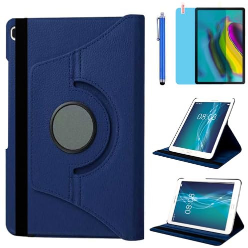 Étui Housse Coque pour Samsung Galaxy Tab S5e 10.5'' 2019 (SM-T720 SM-T725 SM-T727) - Coque de Protection complète rotative à 360 degrés avec Support, Stylet, Film d'écran (Deep Blue)