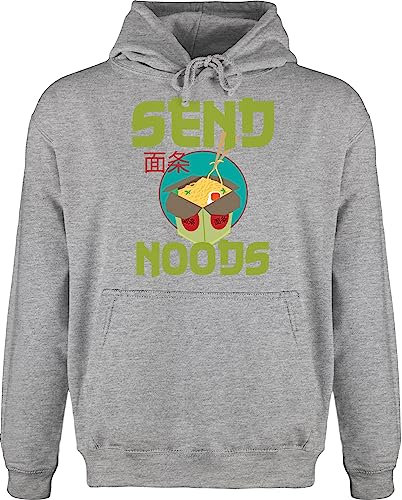 Shirtracer Hoodie Herren Pullover Männer - Anime Geschenke - Send Noods Grün - 5XL - Grau meliert - Spruch sprüche mit spruechen witzige Geschenk+Anime sprüchen lustige Oberteile sprueche Pulli