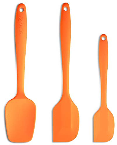 Silicone Spatula 3-Piece Set, Ergonomic Handle High Heat-Resistant Spatulas, Non-Stick Rubber Spatulas with Stainless Steel Core, Orange
