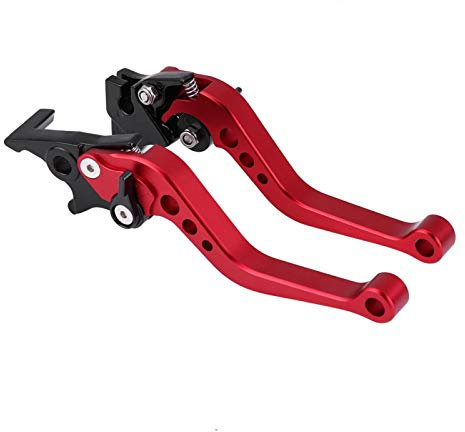 KIMISS Motorrad Kupplungsbremshebel 1 Paar CNC Aluminiumlegierung Motorrad Kupplungshebel Trommel Bremshebel Griff Fit für GY6 (Rot) kupplungshebel