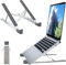 FINIBO Laptop Ständer, 8-Stufe Höhenverstellbarer Laptop Stand, Faltbarer Aluminium Laptop Halterung, Tragbarer Notebook Ständer Kompatibel mit MacBook Pro Air, Dell, HP und 10-15,6” Tablet(Silber)