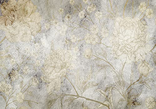 decomonkey Photo Wallpaper Flower 350 x 256 cm - Floral Wall Mural Non-Woven Murals Wall Art Fleece Modern Print Home Decoration Design Nature Picture Abstract Concrete Yellow Bedroom Living Room