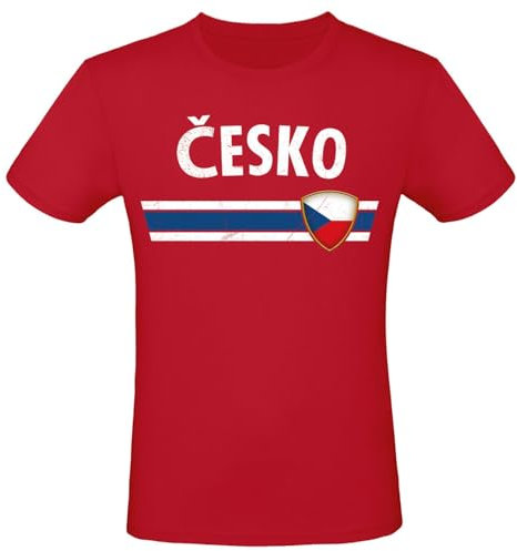 Alsino EM Fan Shirt Tschechien Europameisterschaft 100% Baumwolle T-Shirt Rundhals Fanartikel Alle Größen Herren Damen Fan-Shirt