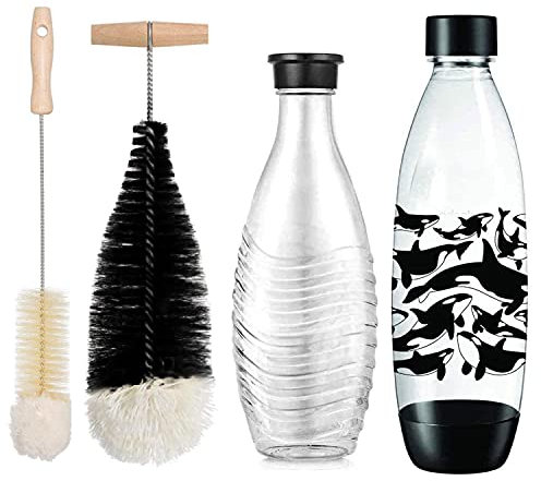 Nordun Jeu de 2 brosses à Bouteilles de 35 cm compatibles avec Les Bouteilles en Verre Sodastream, Brosse de Nettoyage avec tête en Laine pour Un Nettoyage sans Rayures du Verre et du Plastique.