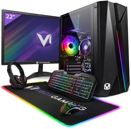 Vibox VI-55 Gaming PC Bundle • AMD Ryzen 3 3200GE 4.0GHz • Radeon Vega 8 • 8GB RAM • 2TB HDD • 240GB SSD • Windows 11 • 21.5 Monitor • WiFi • Prebuilt