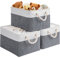 OUTBROS Large Storage Basket, Foldable Fabric Containers, Cubes for Shelves with Handles and Drawstring for Towels, Clothes, 38 x 28 x 26cm, (Grey/White, 3-Pack)