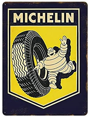 Hdadwy Plaque en métal vintage Michelin Tire Man - Décoration murale pour cuisine ou garage - 40,6 x 30,5 cm