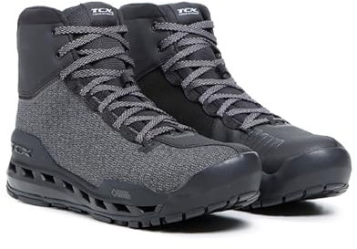 TCX - Climatrek Surround, Chaussures de Moto Respirantes et Imperméables pour Hommes avec Gore-Tex Entended Comfort et Gor-Tex Surround Technology, Noir/Gris