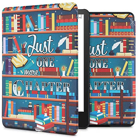 kwmobile Klapphülle kompatibel mit Amazon Kindle Paperwhite 11. Generation 2021 Hülle - Flipcase für Kindle Paperwhite Hülle mit Magnetverschluss - Bibliothek Motto