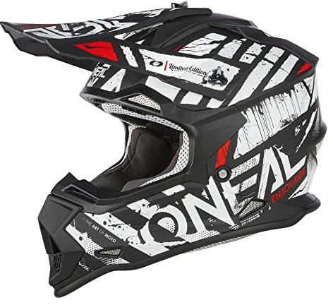 O'NEAL | Motocross-Helm | MX Enduro | ABS-Schale, Lüftungsöffnungen für optimale Kühlung | 2SRS Helmet Glitch V.23 | Erwachsene | Schwarz Weiß | Größe XS (53/54 cm)