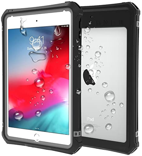 QANXGOG Coque Étanche pour iPad Mini 5 (2019) / iPad Mini 4 (2015), IP68 Étanche 360 Protection Intégrale Etui avec Protecteur d'Écran, Imperméable Antipoussière Anti-Neige Housse