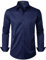 LucMatton Herren Kleid Hemd Formal Stretch Faltenfrei Langarm Slim Fit Button Down Shirts für Hochzeit Party, Marineblau, Klein