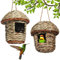 2 Piezas Nido de Pájaro Colgante, Tejidas a Mano Hierba Nidos para Pajaros, Nidos de Pájaros, Materiales Naturales, Casa de Paja Natural Pájaros, para Loros, Canarios, Pájaros Negros