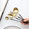 Set di posate Set di posate in oro nero Servizio da tavola di lusso 4/24 pezzi Stoviglie lucidate a specchio Acciaio inossidabile 304 Coltello e forchetta da tavola Acciaio inossidabile (24 pezzi)