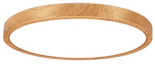 12in/30cm 24W LED Wood Grain Flush Mount Ceiling Light, 4000K Natural White Bathroom Light, 3200LM, Round Ceiling Lighting, 240W Equivalent Ceiling Lamp for Closets, Kitchens, Hallway, Bedrooms, etc.