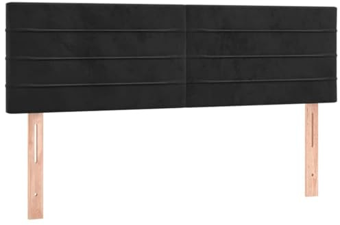 vidaXL Kopfteile Schwarz 144x5x78/88 cm Samt