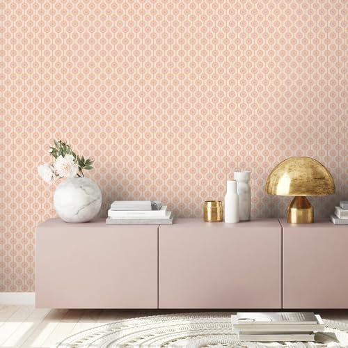 A.S. Création 395375-8,50 m x 0,53 m - Carta da parati in tessuto non tessuto Retro Chic 395375 - Carta da parati vintage con grafica vintage beige arancione viola rosa