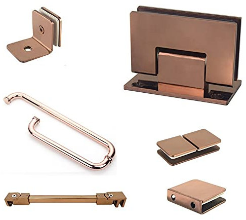 Glass Door Hinge,Pivot Hinges,Glass Door Hinge,Bathroom Clamp,Pivot Hinges,Rose Gold Shower Installation Kits Shower Glass Clamp Bracket Glass Door Handle Hinge Enclosure Glass Panel Support Bar,0 Deg